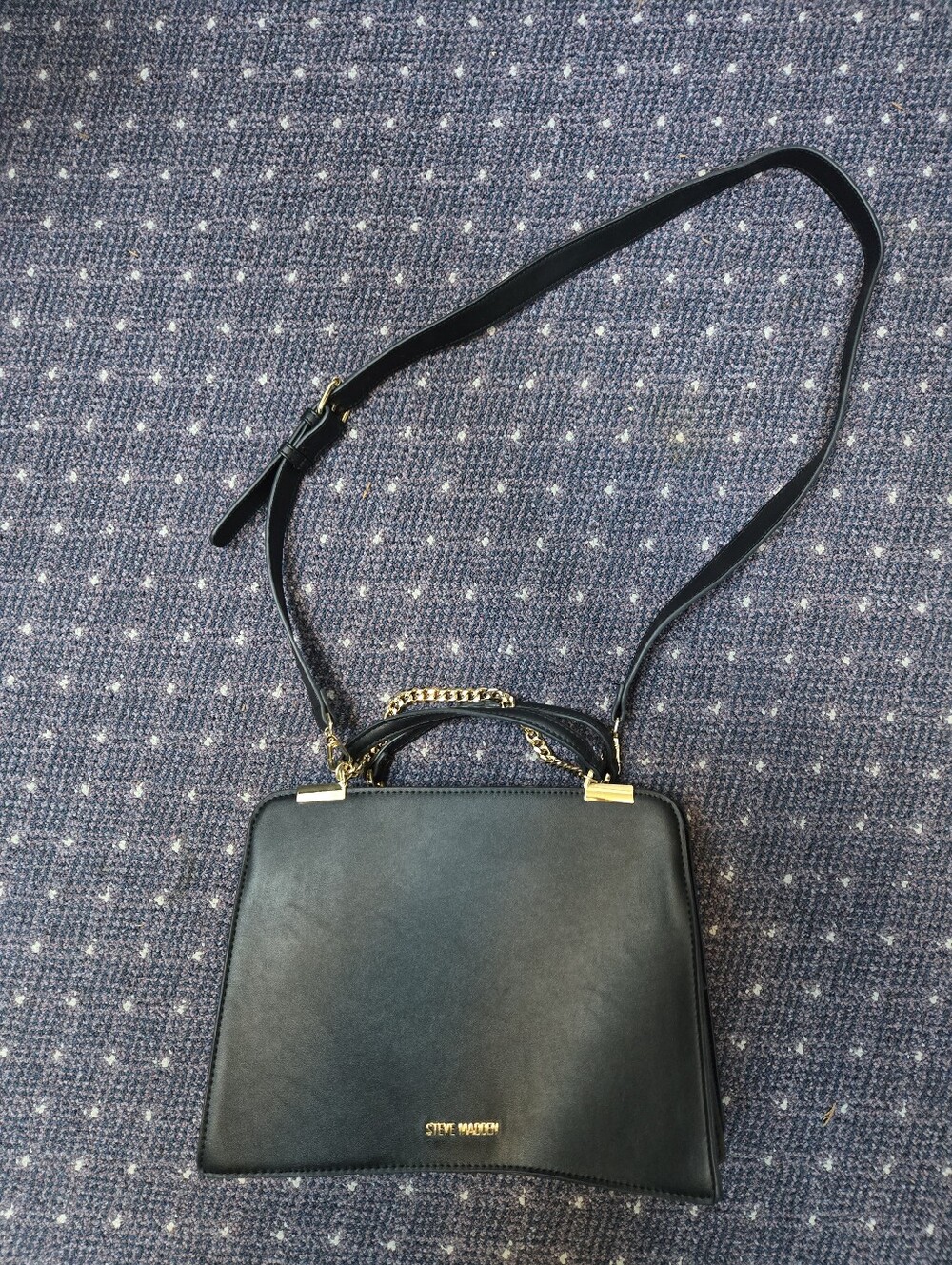 Steve Madden Black Structured Top-Handle Crossbody Bag